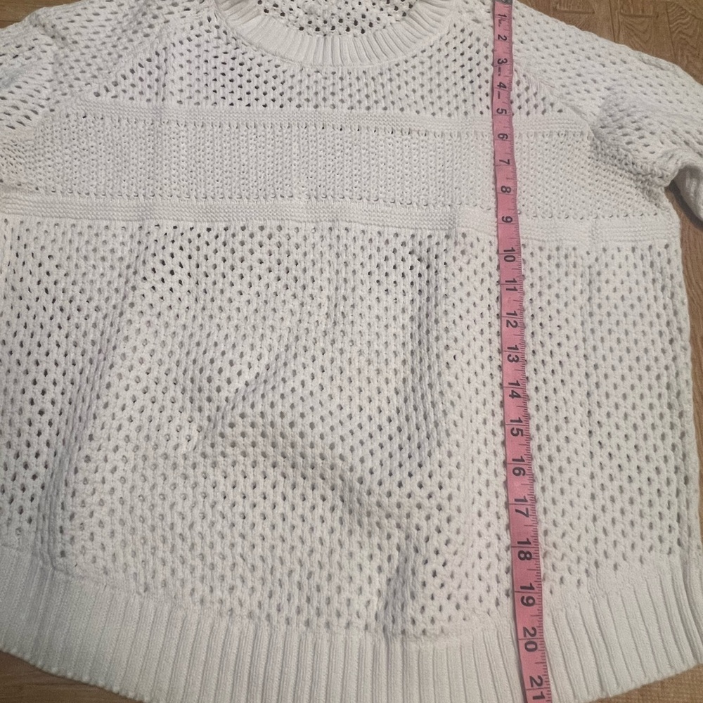 prAna White‎ Open Knit Sweater Chunky Textured Pullover - Picture 4 of 7